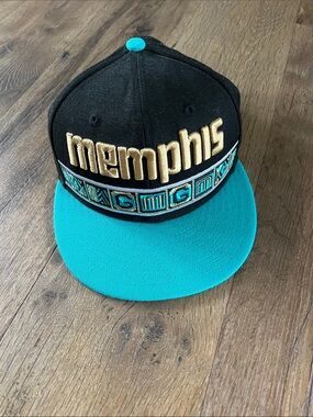 Memphis Embroidered Black & Teal Snapback Hat